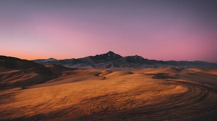 Fototapeta premium Surreal Colorful Desert Landscape Under a Starry Sky, Fantasy Nature Background