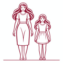 A mother and baby walk hand-in-hand along a scenic path.