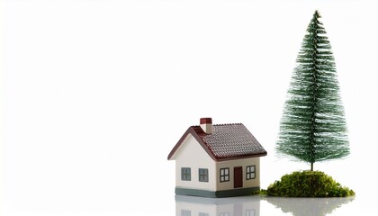 작은 미니어처 집과 나무가 놓여 있는 이미지