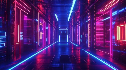Cyberpunk neon electronic style disco background concept.