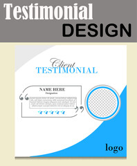 New client testimonial design, Client feedback, Customer review, Performance review, Client remark, Task rating. Social media post banner.