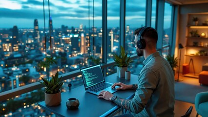 Fototapeta premium Aspirational Elevated Corner-View Workspace Composition