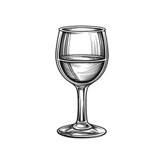 Detailed Engraving of a Classic Transparent Wine Glass Design