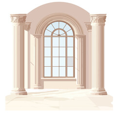Fototapeta premium Modern Interior Design with Columns and Large Window