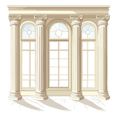 Obraz premium Modern Interior Design with Columns and Large Window