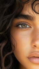 Fototapeta premium Woman's Face Close Up with Natural Makeup