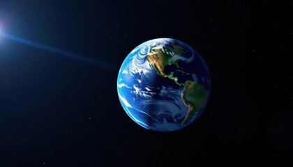 Obraz premium Earth, a vibrant blue marble suspended in the inky blackness of space, cosmos, planet