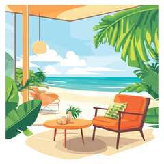 Modern Light Green Plant Summer Beach House EPS