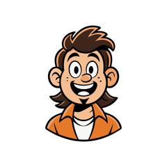 Obraz premium Cheerful person in orange shirt with brown hair and beard