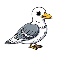Obraz premium a cartoon seagull. This illustration depicts a cartoon seagull with a bright yellow beak, standing proudly