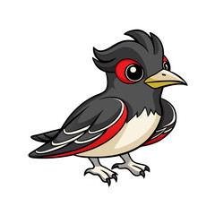 Fototapeta premium a cute cartoon bird with black and red feathers standing alone 