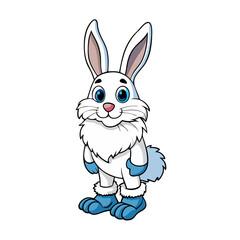 Obraz premium a cute cartoon rabbit standing in a friendly pose with a big smile
