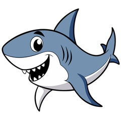 Obraz premium a cheerful cartoon shark with sharp teeth and a friendly smile, ready for adventure!