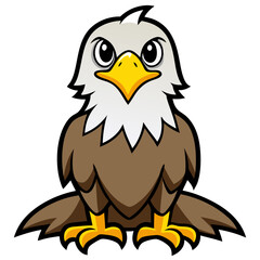 Obraz premium a bold, illustrated eagle sitting with an alert expression, perfect for representing power, freedom, and strength
