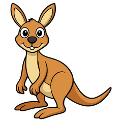a cute kangaroo smiles with joy and stands upright