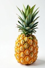 Fototapeta premium Golden pineapple, perfectly ripe, pristine white background , summer, juicy