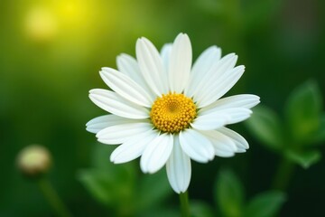 Pure white daisy, heart-shaped petals, delicate bloom, white flower, macro, plant