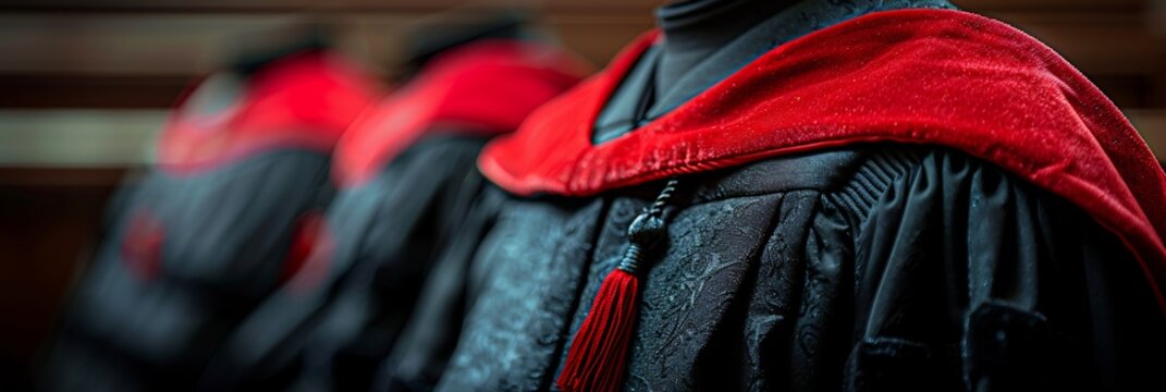 Reflective silktextured graduation gown mockup highlights sophistication prestige blending tradition and modernity with ample space for flexible customization