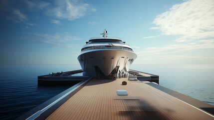 Opulent luxury cruise ship gracefully docked at a modern jetty exuding maritime elegance beyond expectation