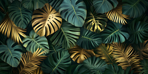 Creative fluorescent color layout made of tropical leaves. Flat lay neon colors. Nature concept.
