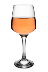 Goblet glass of rosé wine isolated on white with clipping path included