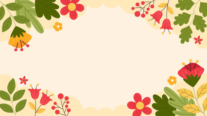 Hand Drawn Abstract Leaves and Flowers Pastel Colors Background for Wallpaper or Presentation