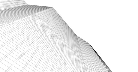 Naklejka premium Minimalist Wireframe Skyscrapers – Abstract Architectural Perspective 