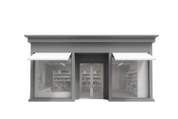 Modern Retail Storefront with Awning and Display Windows