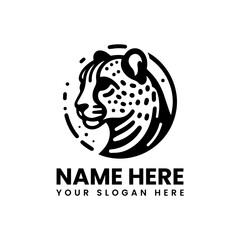 Detailed cheetah face silhouette. Classic wildlife animal motif