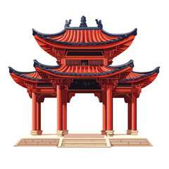 Fototapeta premium Ancient Chinese Red Architecture Pavilion Gate