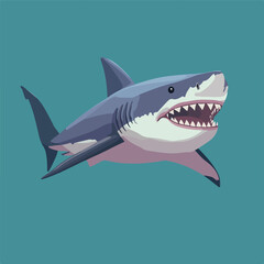 Angry Wild Great White Shark Vector Illustration