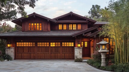 Stunning Asian-Inspired Home at Dusk
