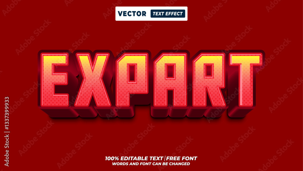 Fototapete expart bold title typography style editable 3d vector text effect