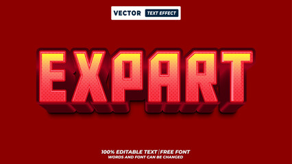 Expart bold title typography style editable 3d vector text effect 