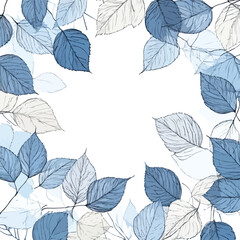 Obraz premium Blue and Grey Toned Autumn Leaves Background