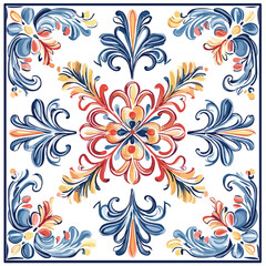 Colorful Azulejos Tiles Ornament Vector Set