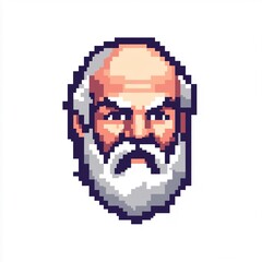 Minimalistic Pixel Art Line Logo of Socrates – 16-Bit Retro Philosophy Portrait in Geometric Design