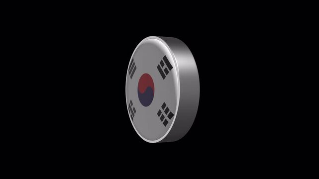 South Korea Flag Icon Loop With Transparent Background