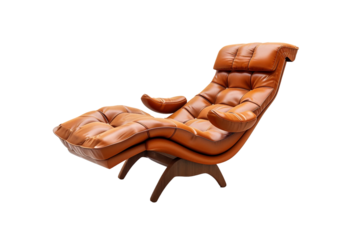 Comfortable cushioned reclining lounger isolated on transparent background