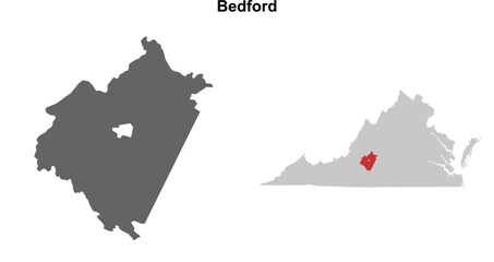 Bedford County (Virginia) blank outline map set