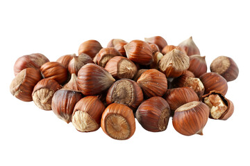 Fototapeta premium Whole and chopped roasted hazelnuts isolated on transparent background