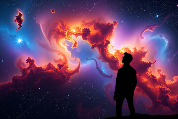 Couple dancing under the moonlight at a lively concert with fireworks, music, and colorful lights in the background, surrounded by a fun crowd at a festival