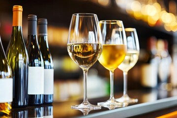 Elegant glassware display on a stylish shelf with wine accessories in a boutique atmosphere