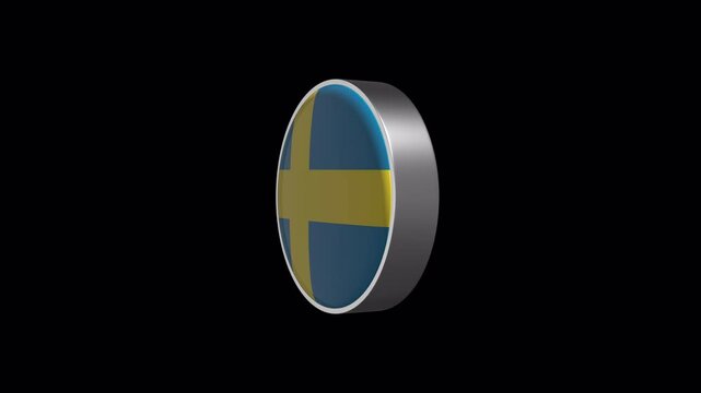Sweden Flag Icon Loop With Transparent Background