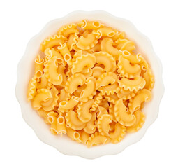 pasta creste path isolated on white top view