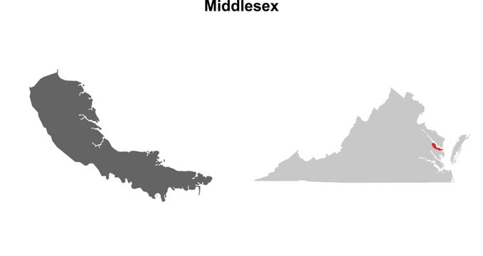 Middlesex County (Virginia) blank outline map set