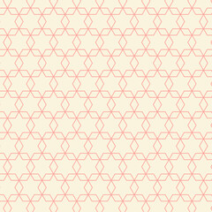Geometric pattern with delicate pink lines on a soft cream background creating a serene visual effect