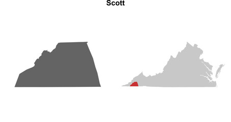 Scott County (Virginia) blank outline map set