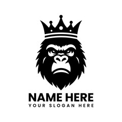 Bold crowned gorilla graphic. Powerful animal kingdom design