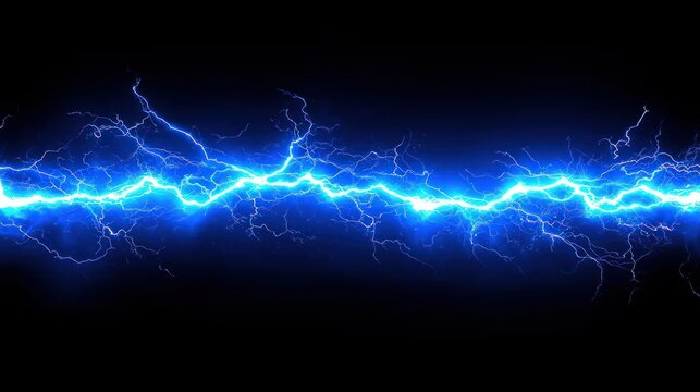 Abstract Blue Electric Lightning Bolt Energy Power